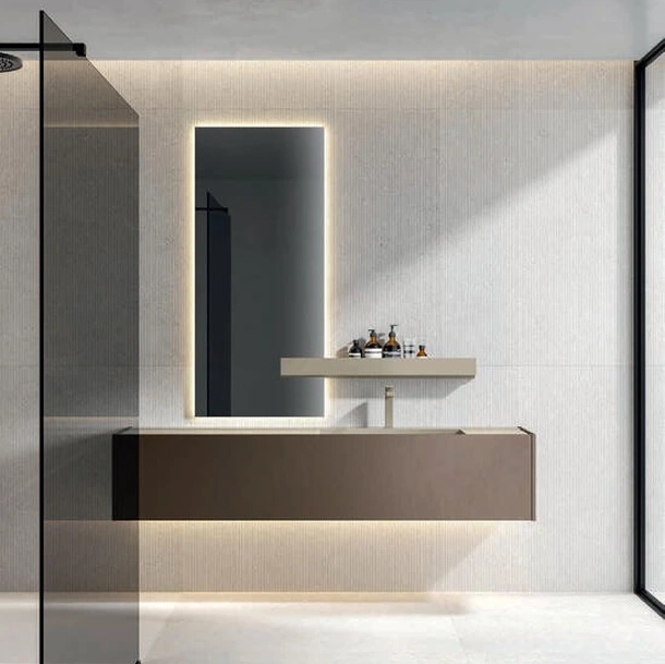 Mobile da Bagno sospeso Hexis 2335 in nobilitato Reflex Bronzo di Edoné