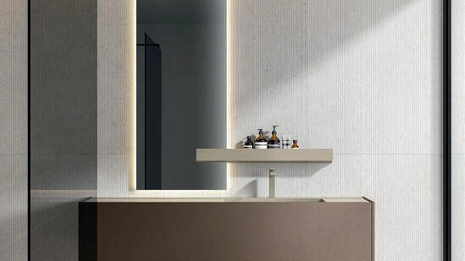 Mobile da Bagno sospeso Hexis 2335 in nobilitato Reflex Bronzo di Edoné