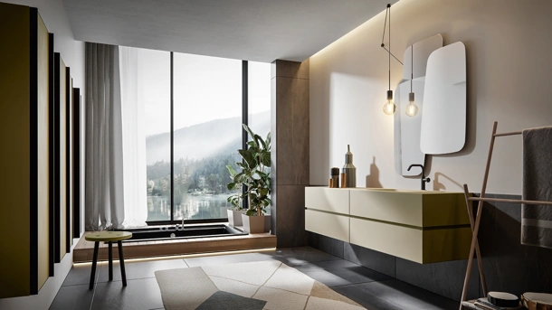 Mobile da Bagno sospeso Nike 006 laccato opaco Ecrù di Edoné