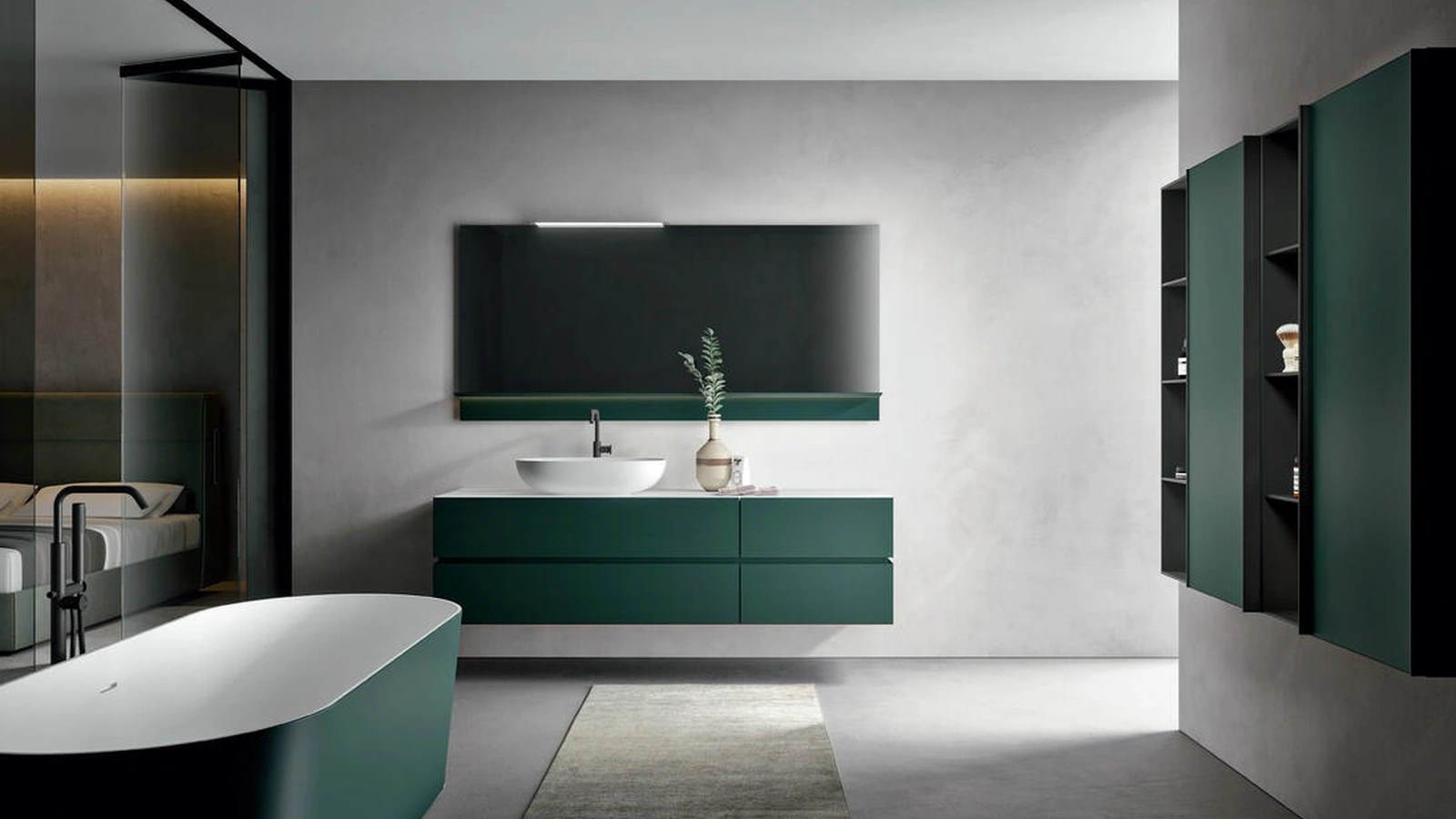 Mobile da Bagno sospeso laccato opaco Foresta Nike 2324 di Edoné