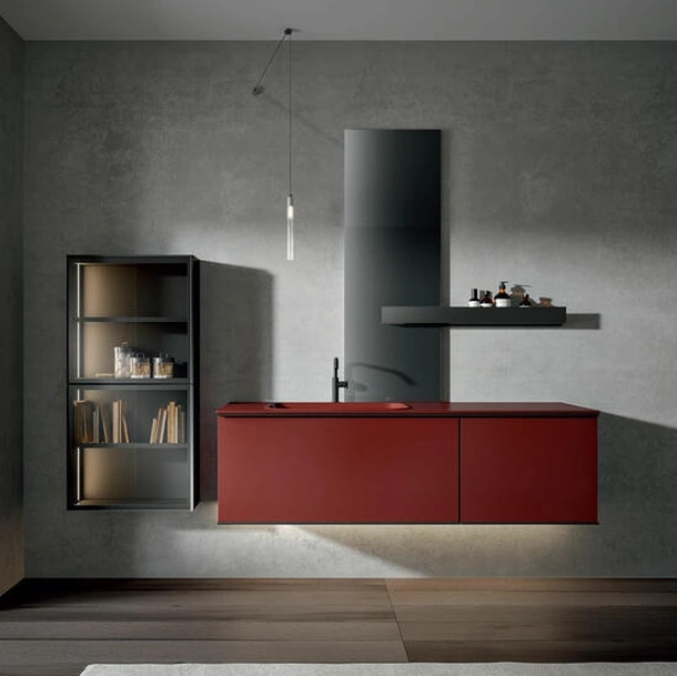 Mobile da Bagno sospeso laccato Mogano Rea 002 di Edoné