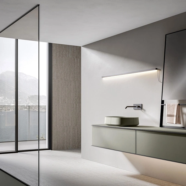 Mobile da Bagno sospeso Rea 2315 laccato opaco Argilla di Edoné