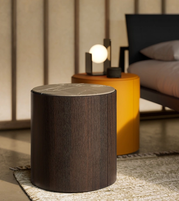 Comodino Top in legno con top in marmo o in laccato di Lema