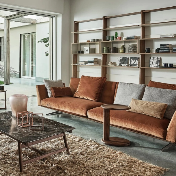 Divano lineare in tessuto Evergreen di Flexform
