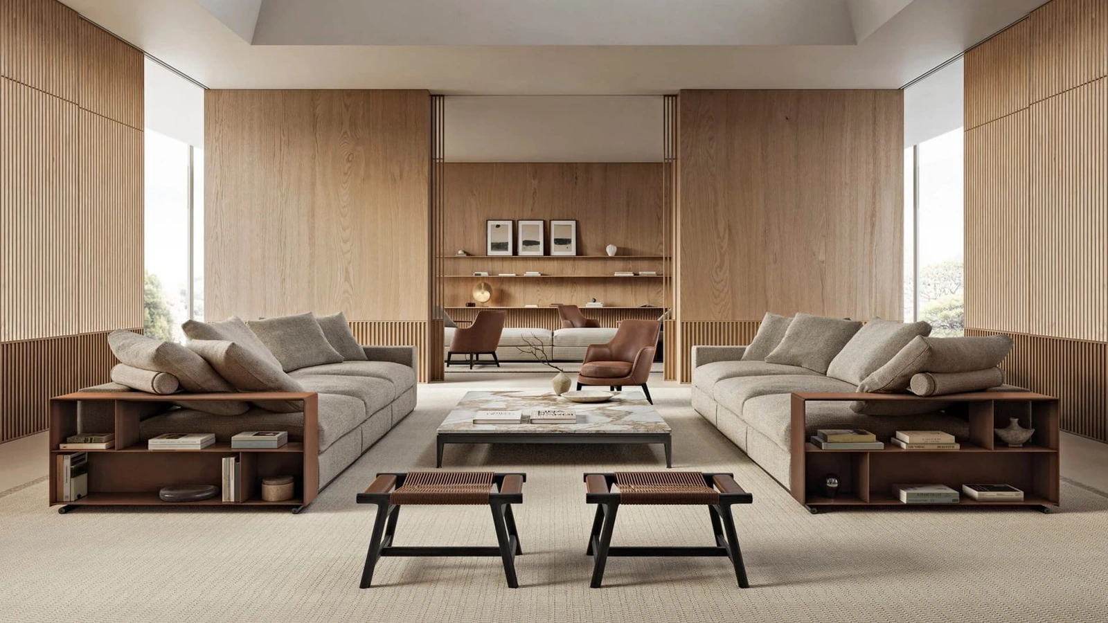 Divano lineare Groundpiece di Flexform