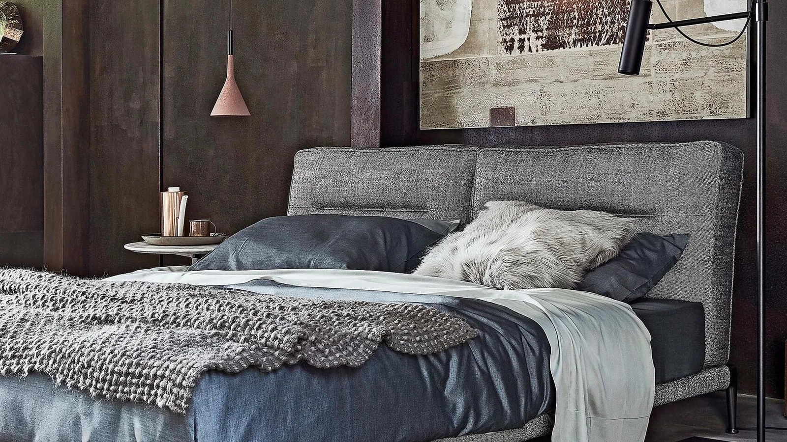 Letto in tessuto imbottito Adda di Flexform