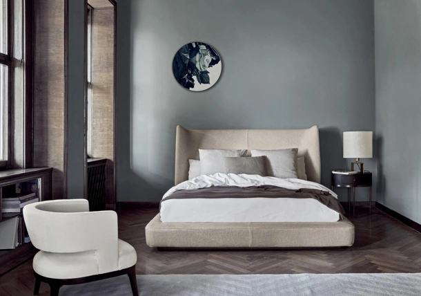 Letto Midnight in tessuto imbottito di Flexform