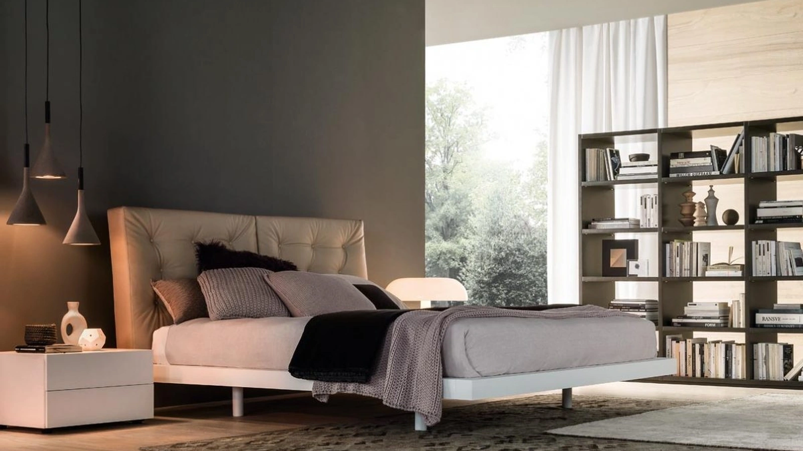 Letto con testiera imbottita Francis di Giellesse
