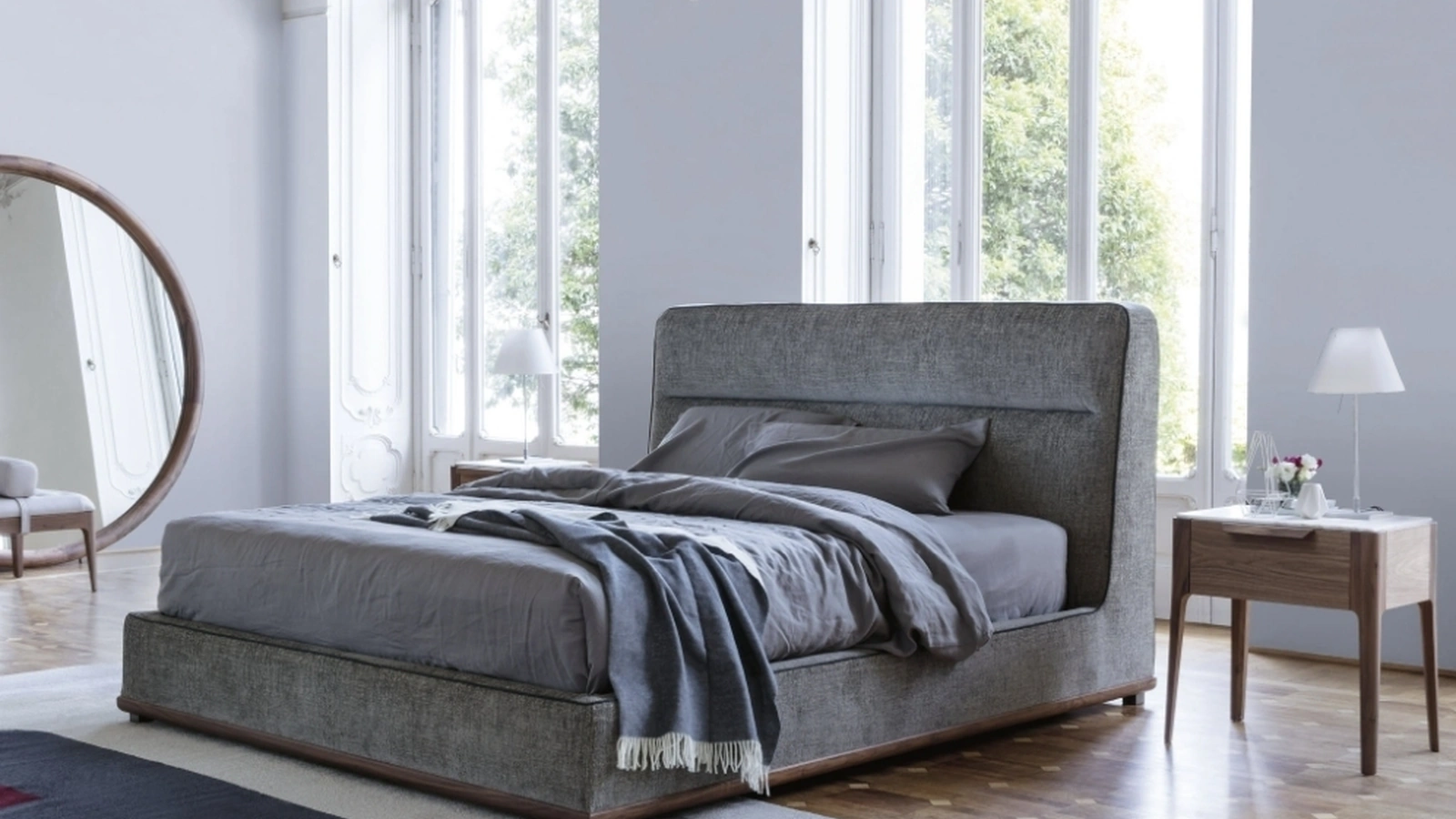 Letto Kirk Bed in tessuto imbottito di Porada