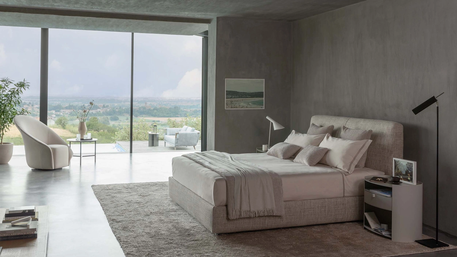Letto in tessuto con testiera My Place di Flou
