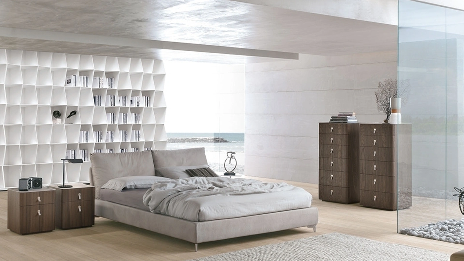 Letto in pelle con testiera Oasi di Alivar