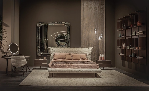 Letto di design Pascal in pelle e tessuto di Cattelan Italia