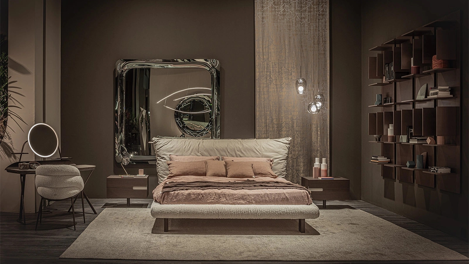 Letto di design Pascal in pelle e tessuto di Cattelan Italia