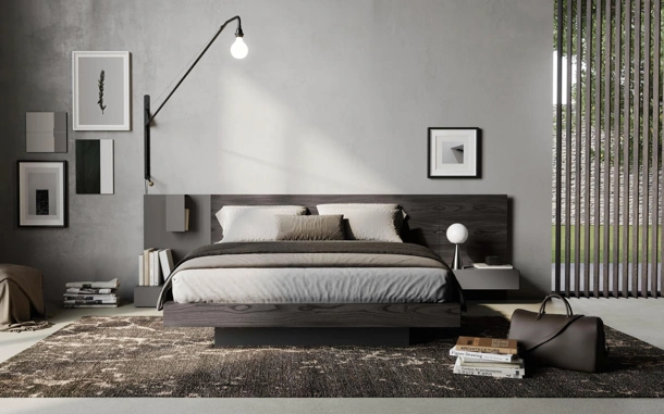 Letto Plan in legno con testiera di Fimar