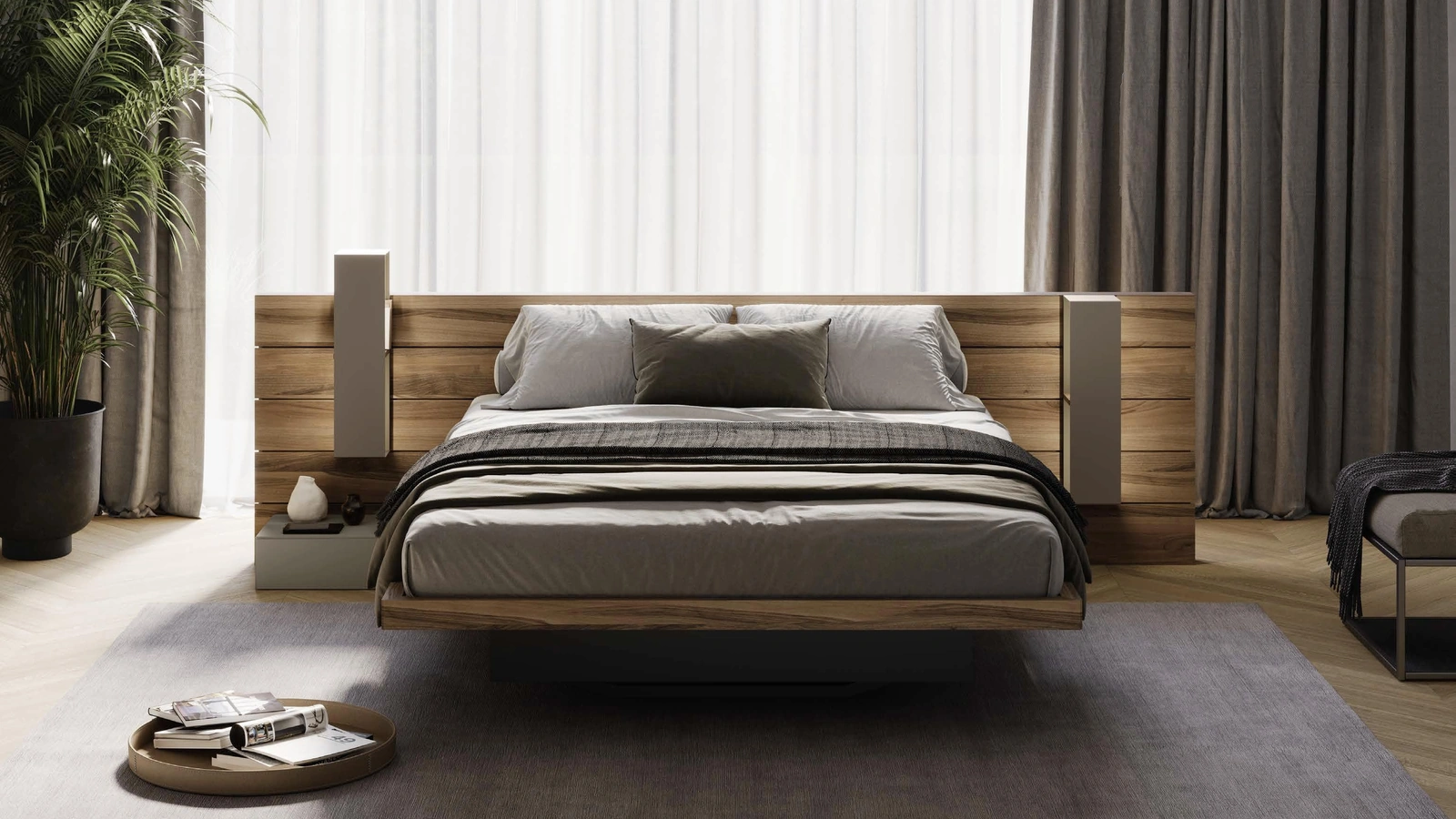 Letto in legno con box contenitore Sestante di Fimar