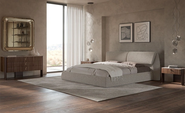 Letto Simon in tessuto imbottito di Cattelan Italia