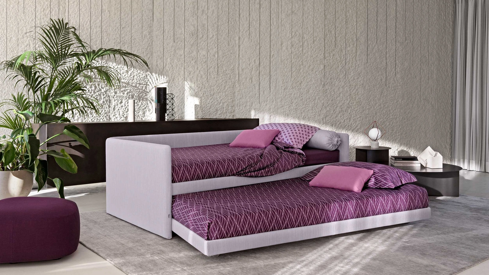 Letto singolo Duetto con letto estraibile di Flou