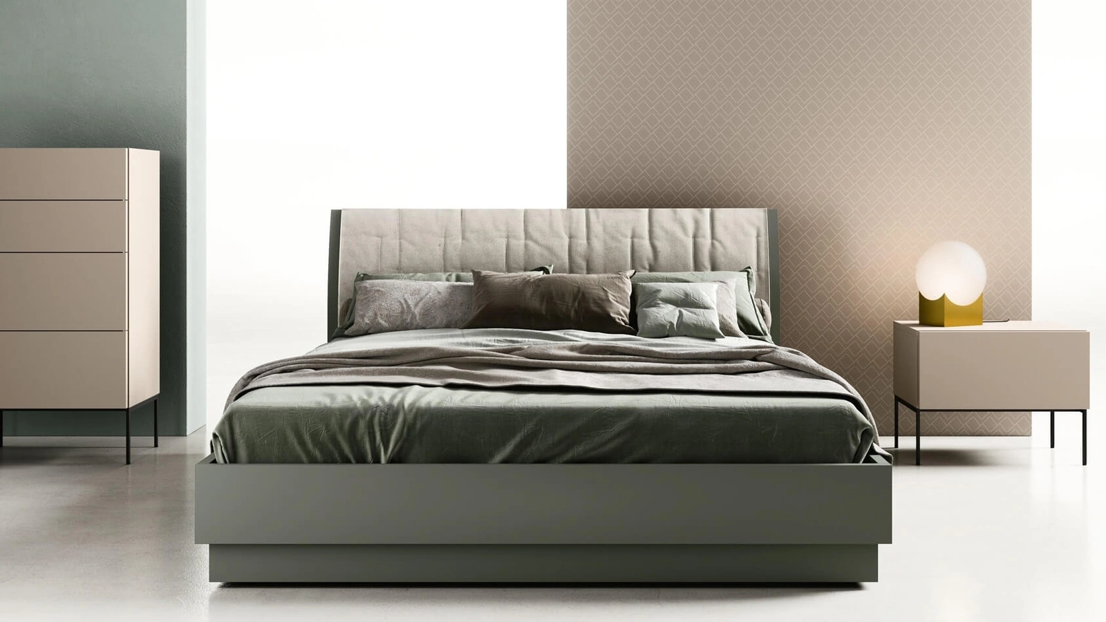 Letto Bent con testiera di Zalf