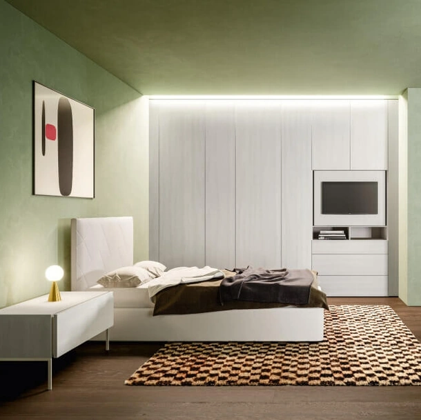 Letto con testiera in tessuto imbottito Icon Big di Zalf