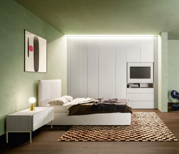 Letto con testiera in tessuto imbottito Icon Big di Zalf