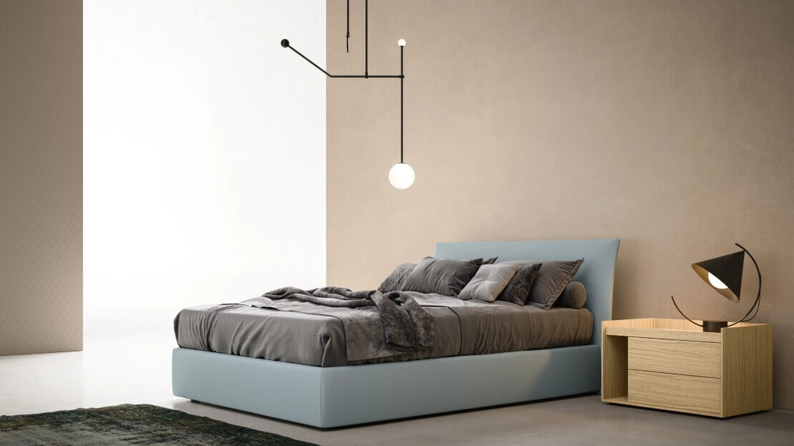Letto in tessuto imbottito Slim di Zalf