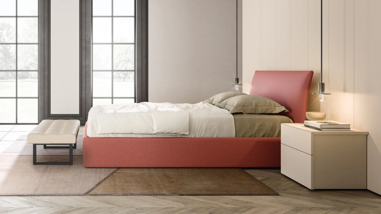 Letto in tessuto imbottito Slim di Zalf