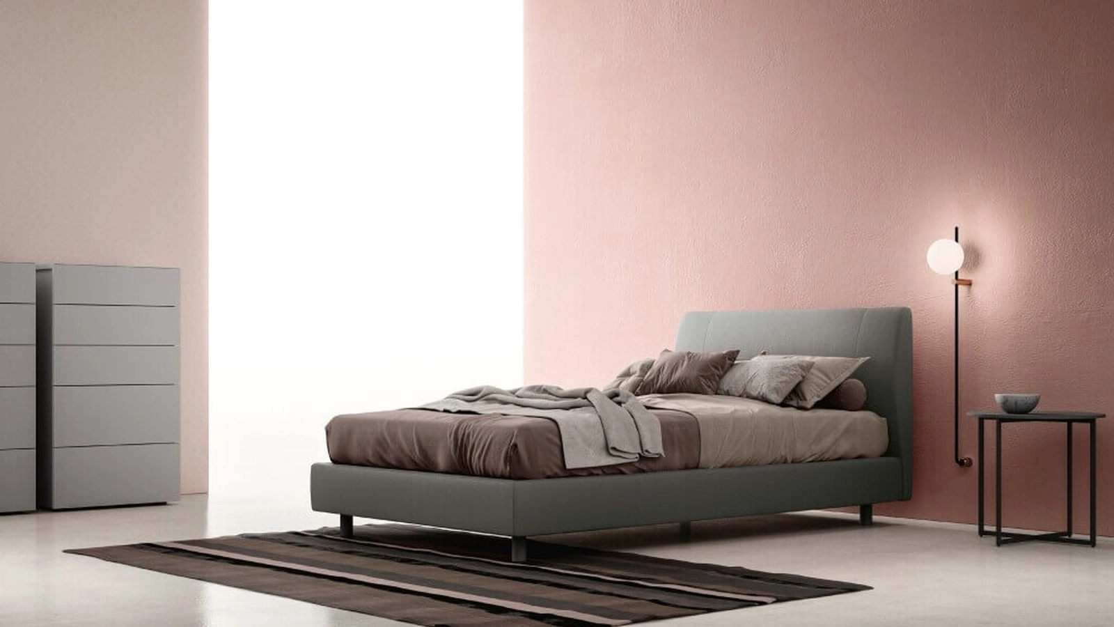 Letto in tessuto con testiera Spoon di Zalf
