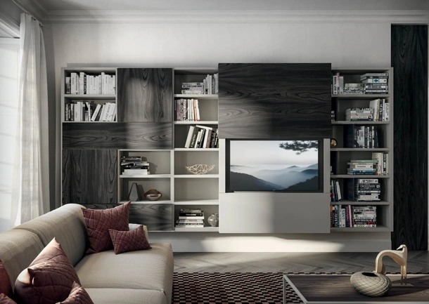 Libreria a muro Edis CF 064 in legno e laccato opaco di Fimar