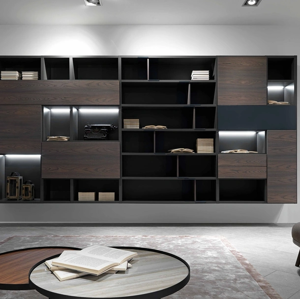 Libreria sospesa Edis N20 in legno e laccato opaco di Fimar