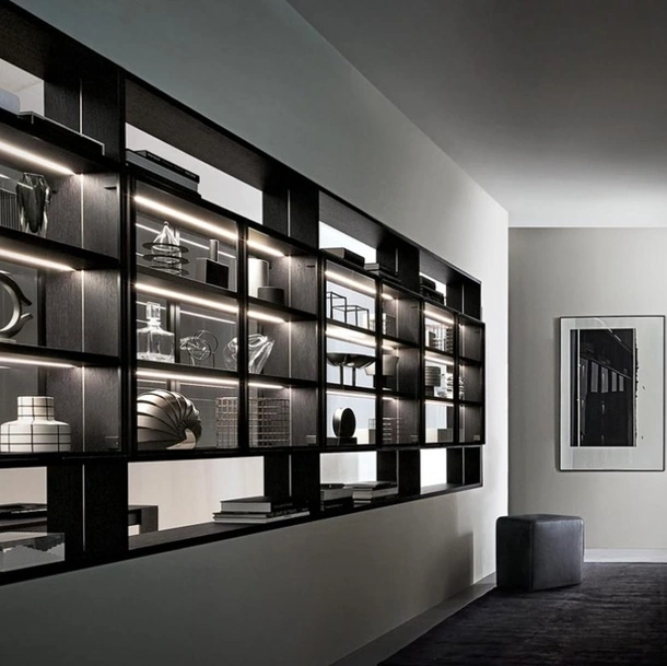Libreria Flexus composizione 11 in legno e vetro di Giellesse
