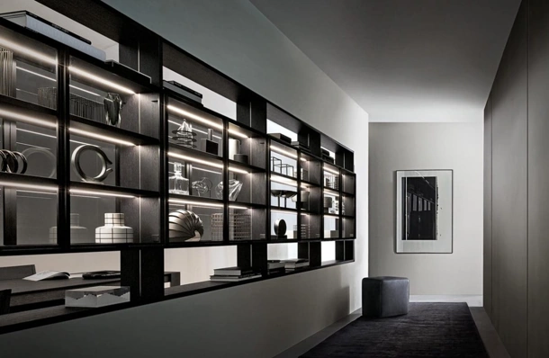 Libreria Flexus composizione 11 in legno e vetro di Giellesse