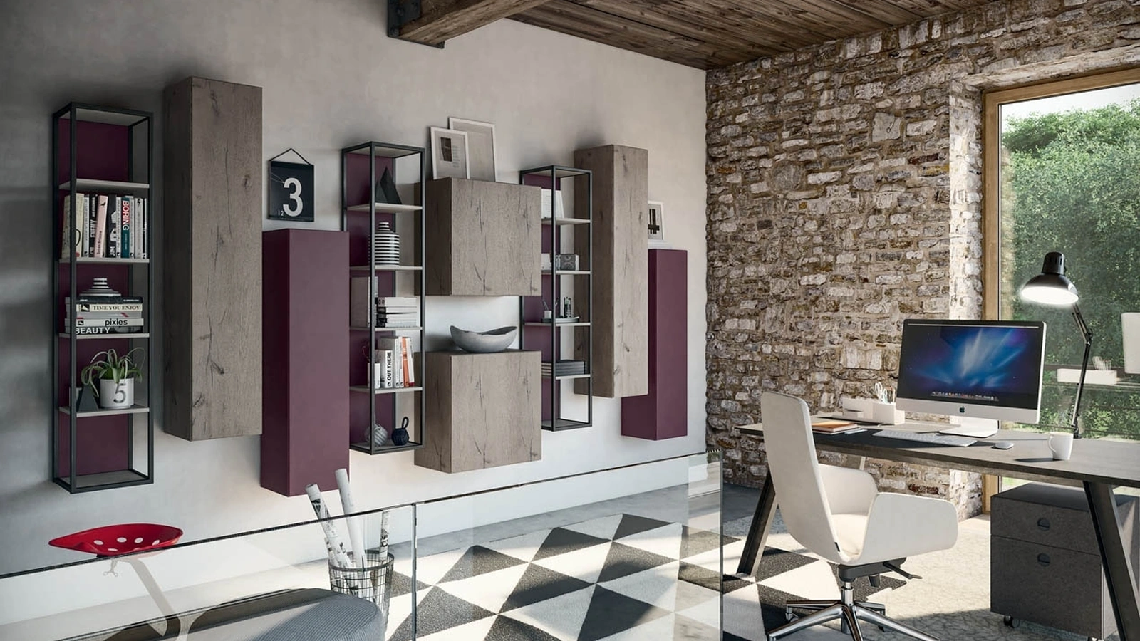 Libreria Rebel CF 172 in legno e laccato di Fimar