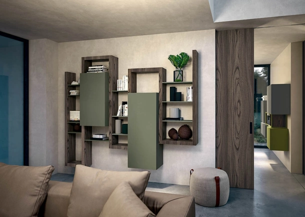 Libreria sospesa Side CF 034 in legno e laccato opaco di Fimar
