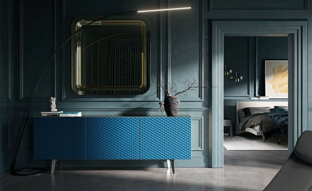 Madia Absolut con ante rivestite in pelle di Cattelan Italia