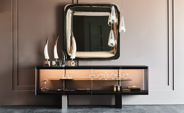 Madia in cristallo con schienale interno in ecopelle Boutique di Cattelan Italia
