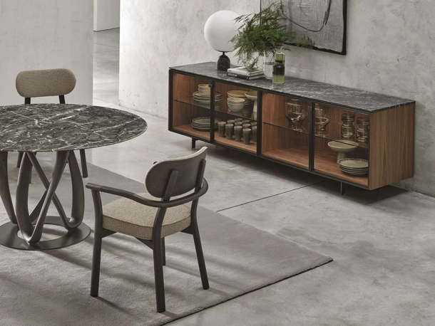 Madia Matics 4 in legno con ante in vetro di Porada
