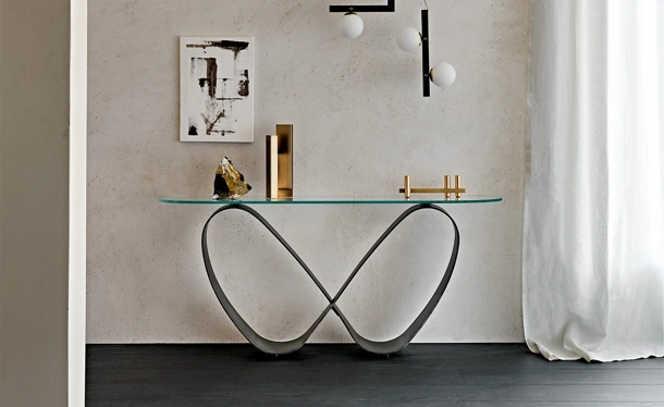 Consolle Butterfly in vetro e acciaio di Cattelan Italia