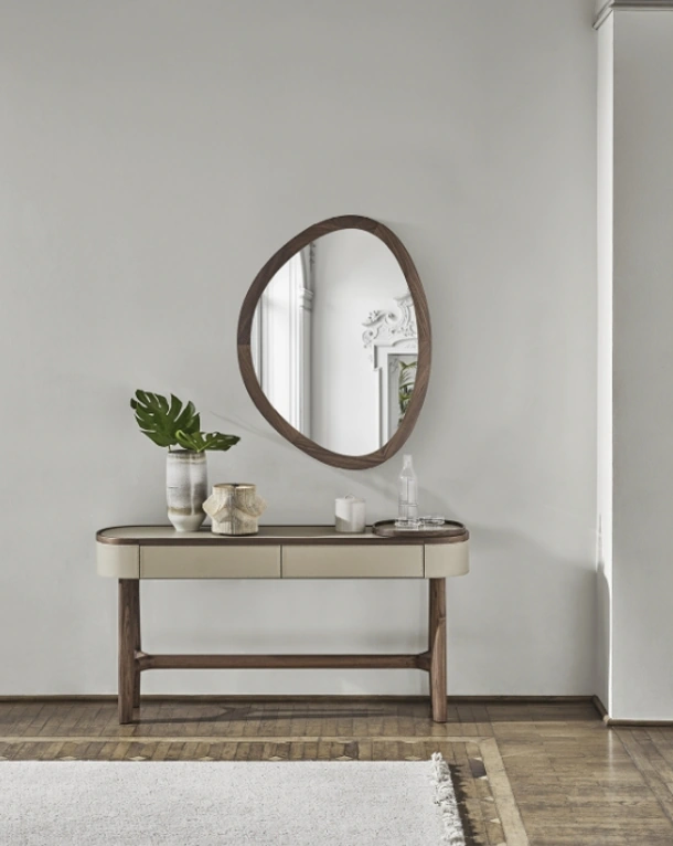 Mobile ingresso Rami Console in legno rivestito in cuoio di Porada