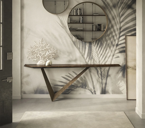 Consolle di design con top in legno e base in acciaio Varenne di Cattelan Italia