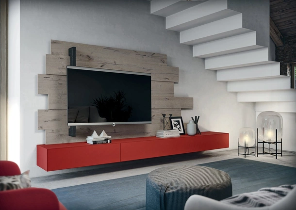 Mobile Porta TV Rebel R12 e Rack Flag in laccato opaco e legno di Fimar