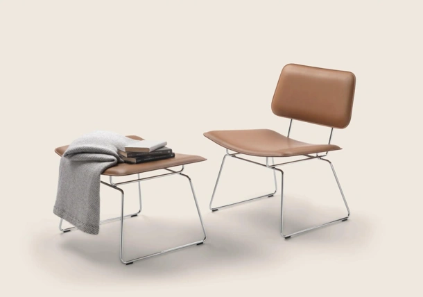 Poltroncina in cuoio con struttura in metallo Echoes SH di Flexform