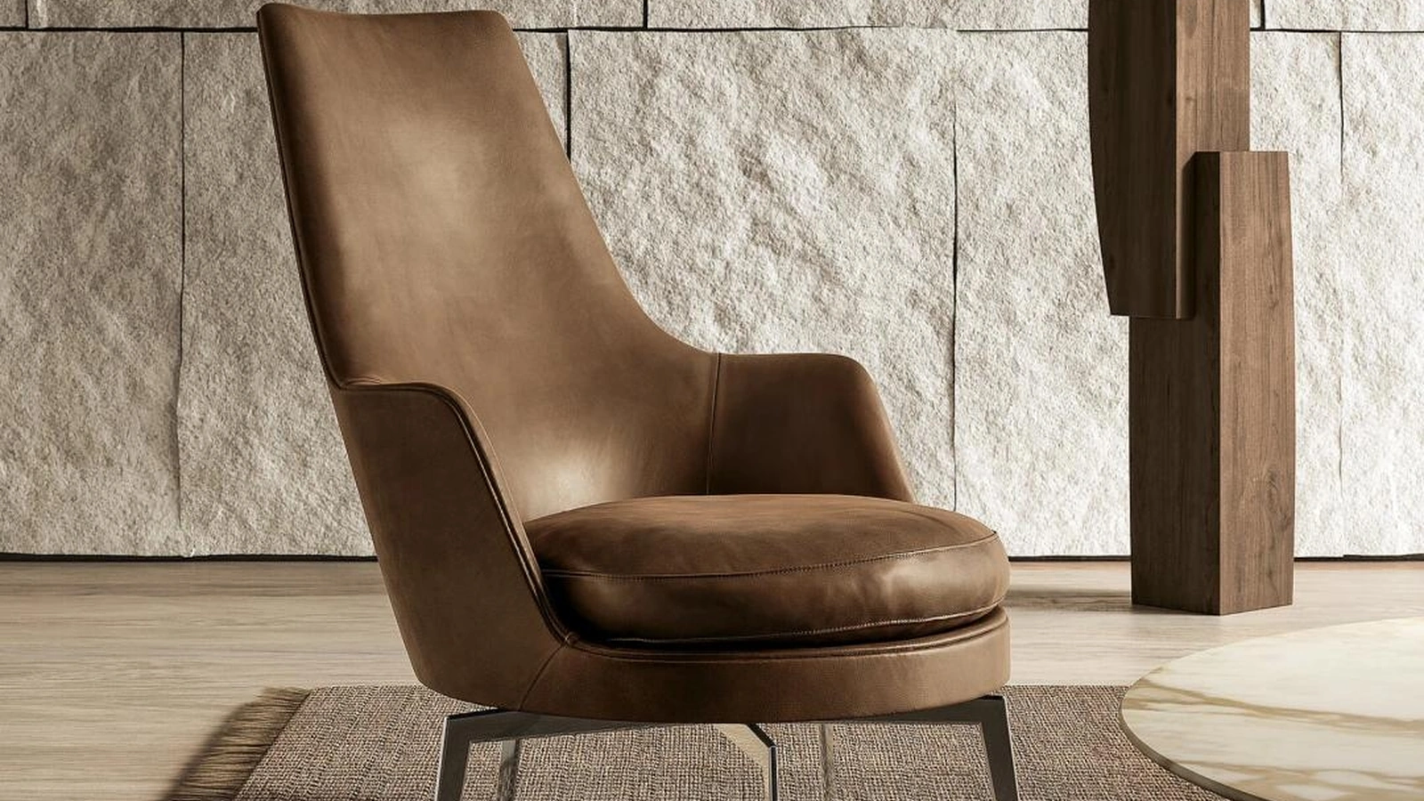 Poltrona in pelle imbottita Guscioalto di Flexform