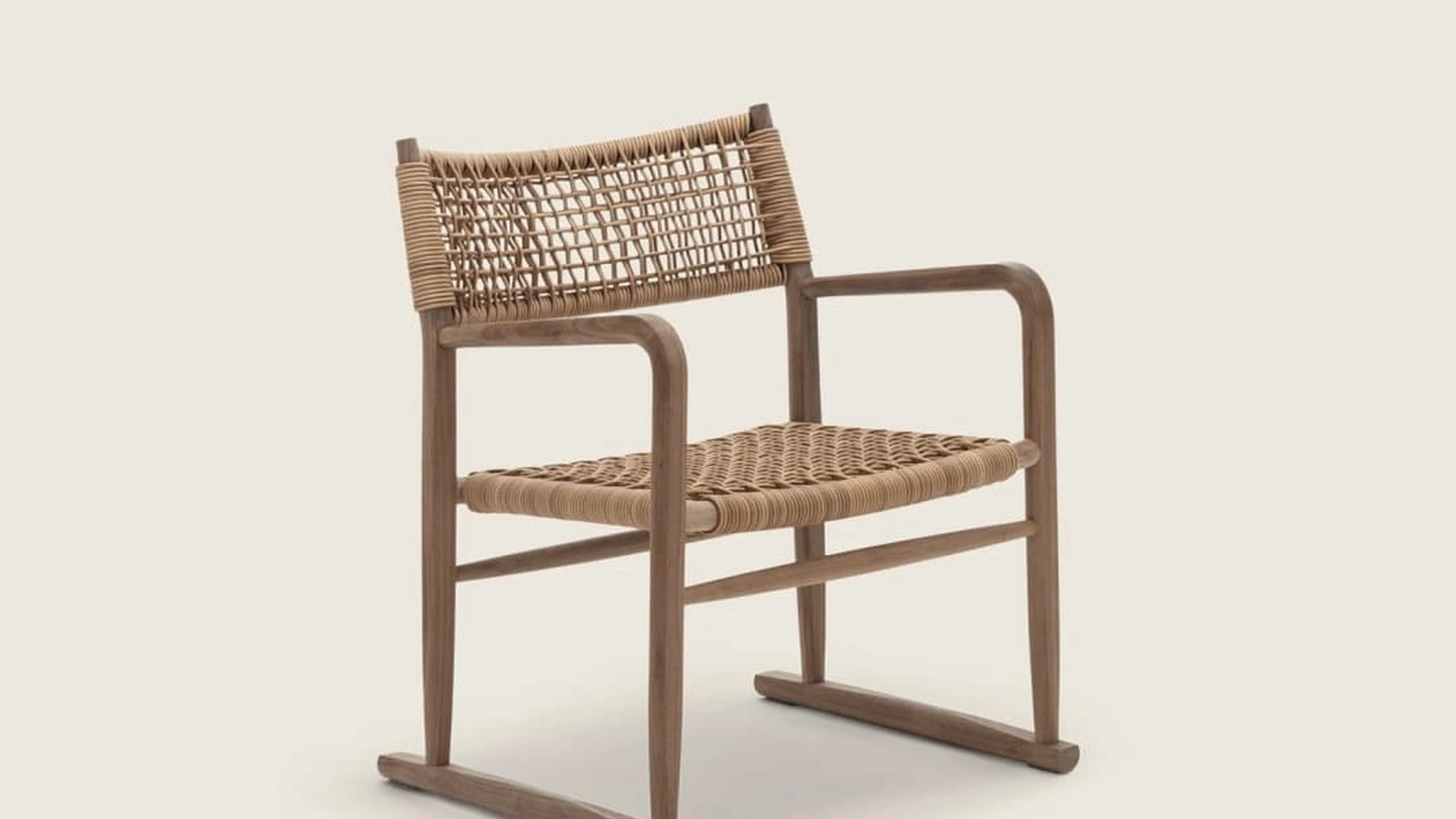 Poltroncina Kim SH Cord in legno e cuoio intrecciato di Flexform