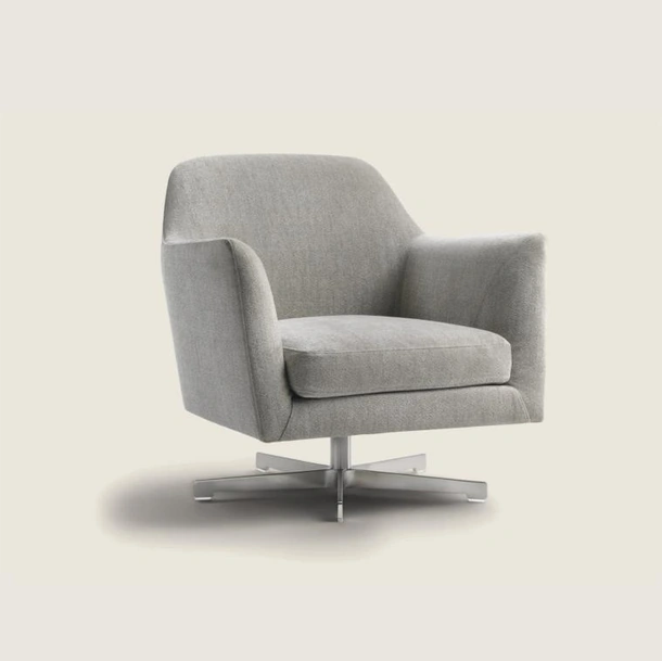 Poltroncina Luce in tessuto con base girevole in metallo di Flexform