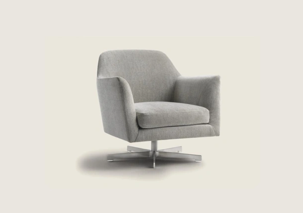 Poltroncina Luce in tessuto con base girevole in metallo di Flexform