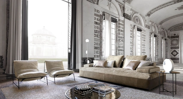 Poltrona di design in tessuto imbottito Rito di Desirèe