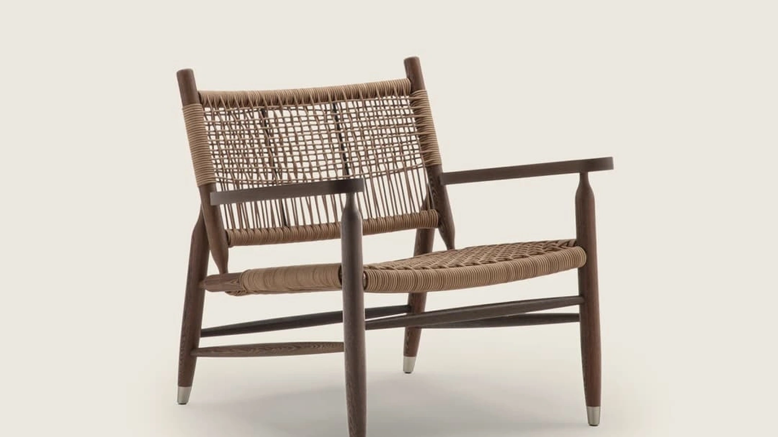 Poltroncina in legno e cuoio intrecciato Tessa SH Cord di Flexform