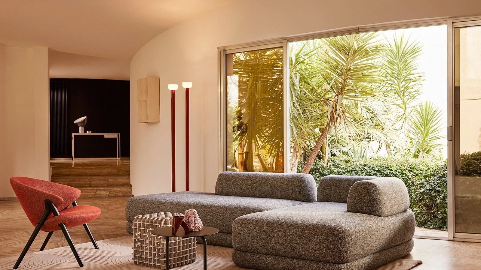 Divano di design in tessuto con penisola Bumper di Zanotta