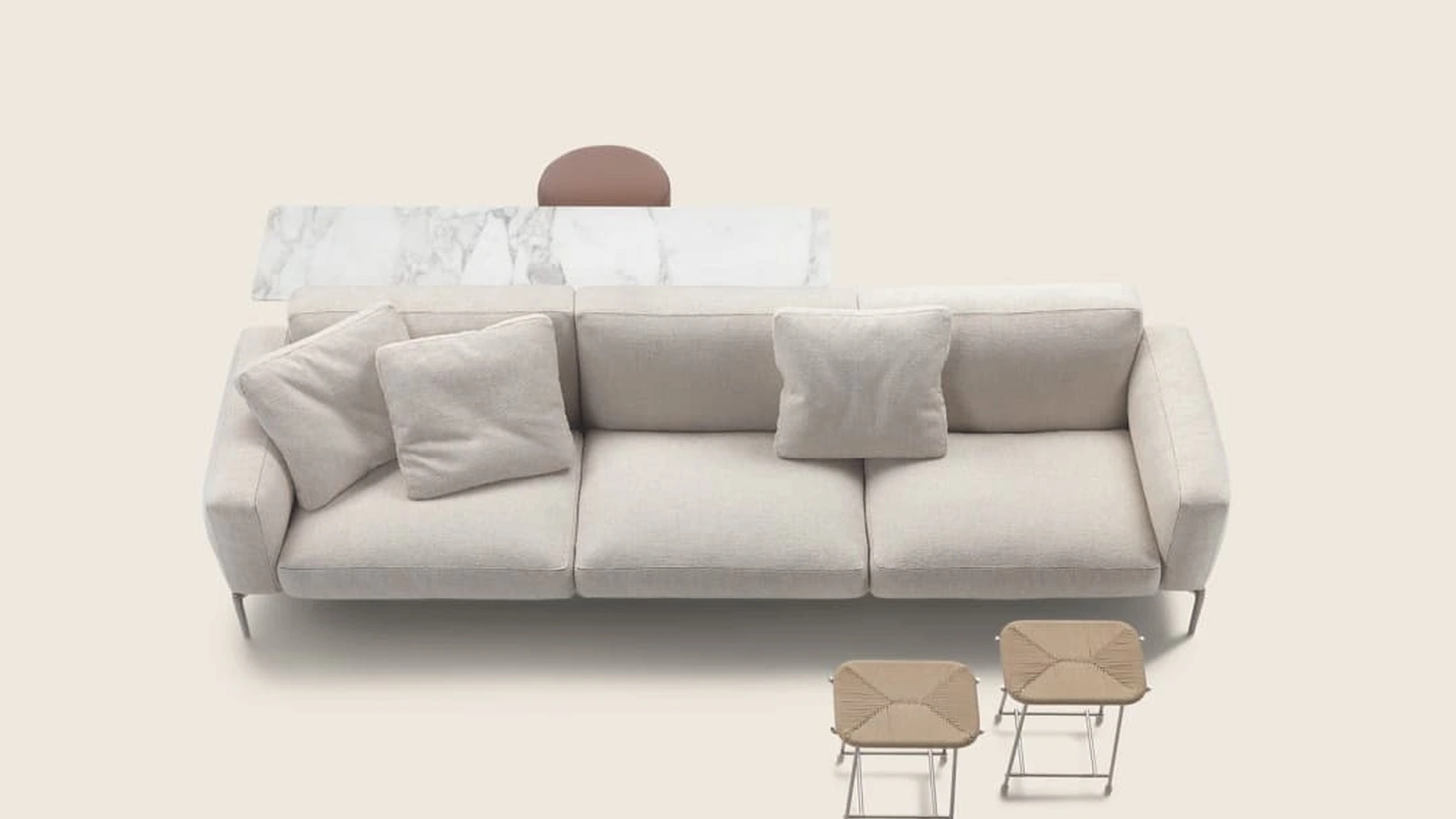Divano lineare in tessuto Romeo Compact di Flexform