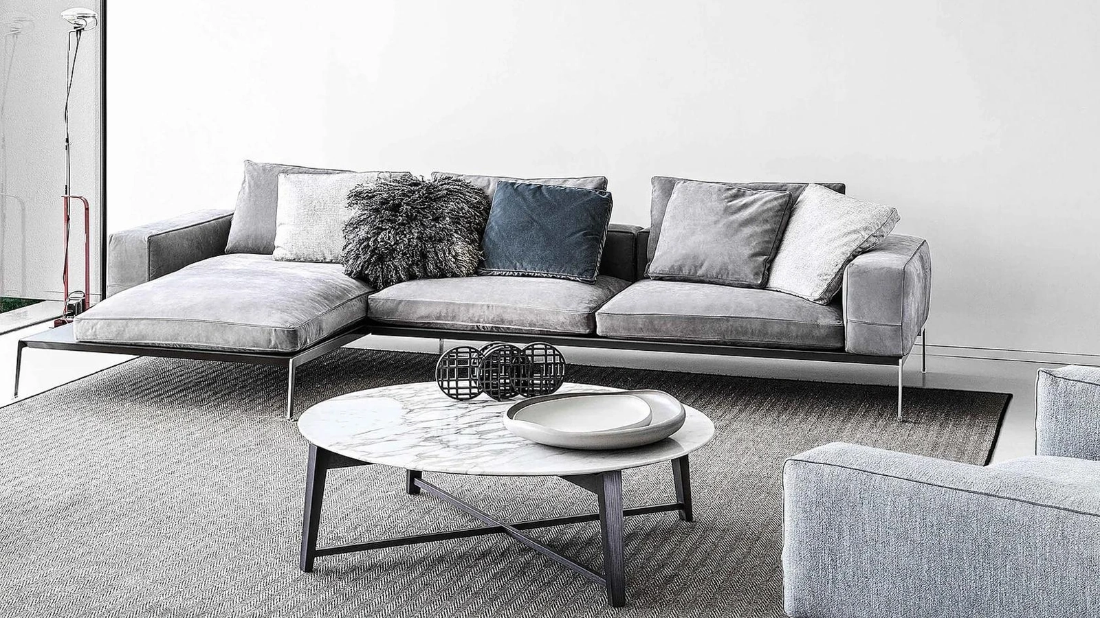 Divano in tessuto con penisola Lifesteel di Flexform